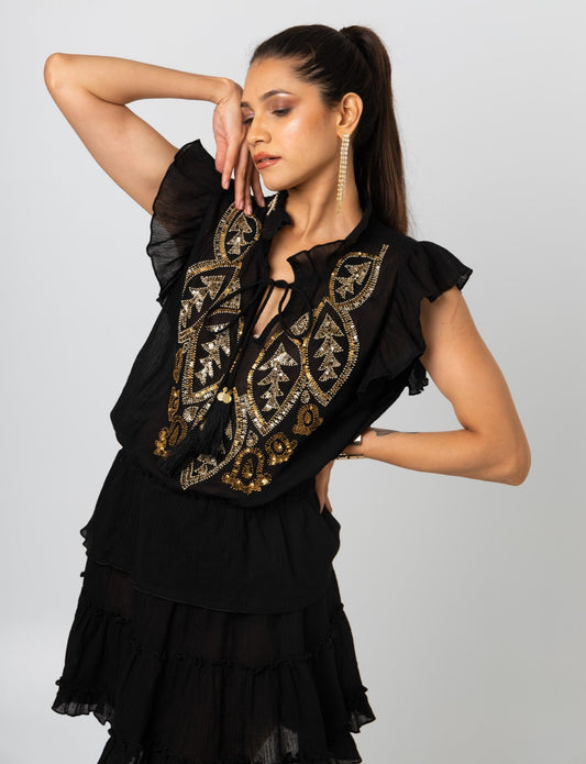 BLACK SEQUIN COVER UP